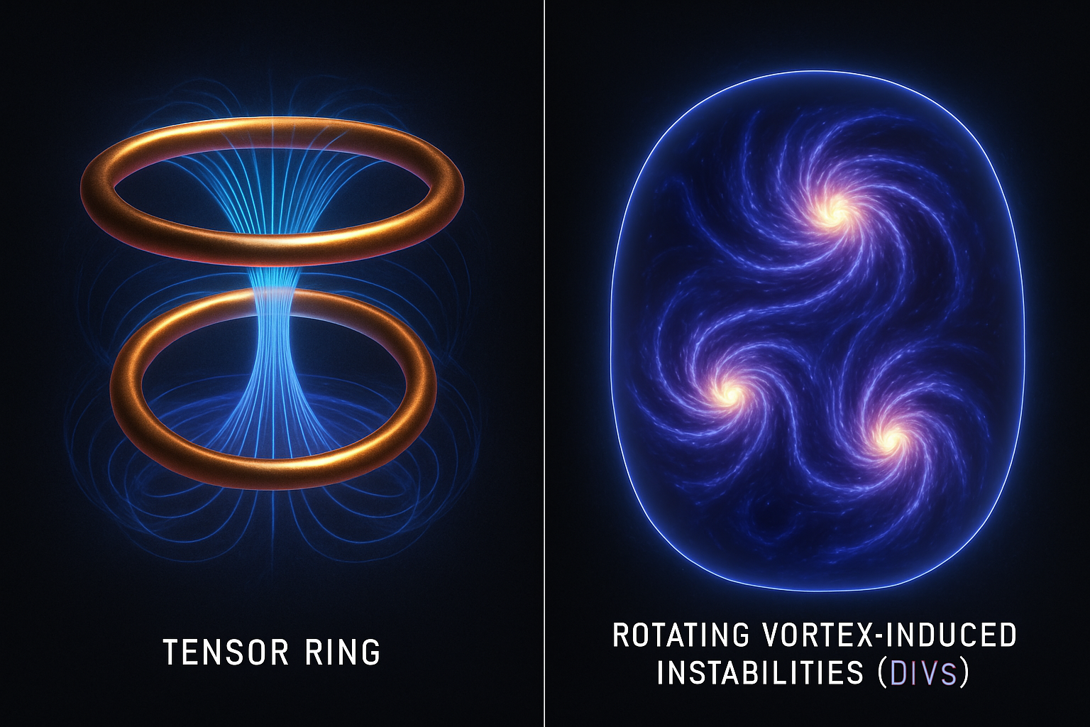 Visualization of Tensor Rings and Rotating Vortex-Induced Instabilities